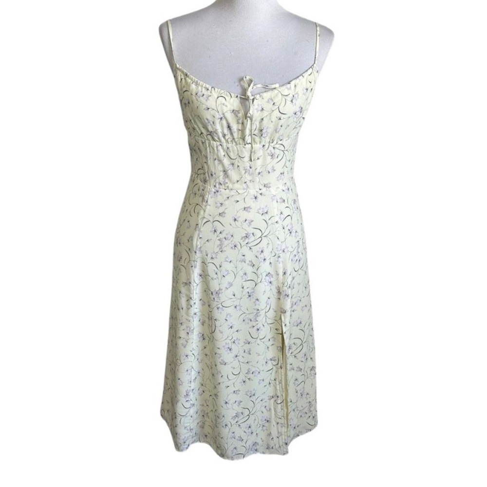 Aritzia Sun-deh Womens Floral mini dress Sz Small Yellow Lined Sleeveless